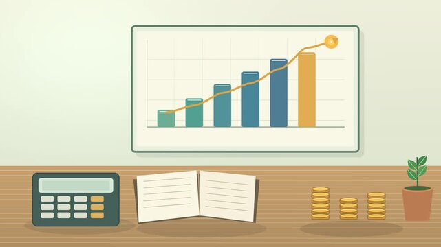Small Business Financial Growth with Rising Chart and Savings