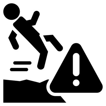 slippery rock floor beware warning solid glyph icon