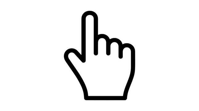 Black hand cursor icon pointing up isolated on transparent background