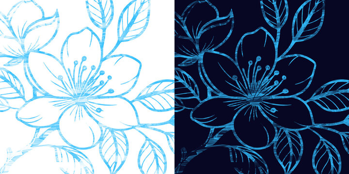 Elegant blue camellia floral pattern isolated clipart for branding