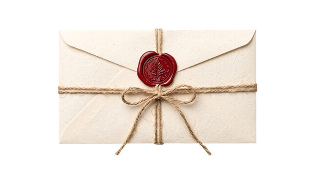 Vintage envelope sealed with red wax and tied with twine for a classic message.