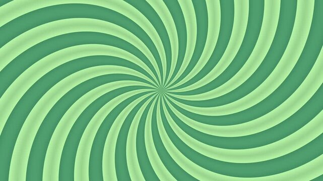 Green and mint spiral bands create a radiating abstract geometric background pattern
