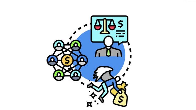 Passive index etf investment strategy depicting a financial professional balancing assets, a network of investors contributing to a fund, and an individual receiving earnings