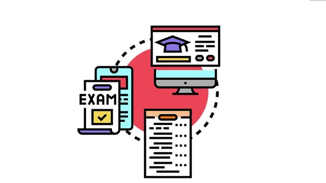 Online examination success concept showing computer and smartphone with a check marked test document, symbolizing e learning, certification, assessment and academic achievement