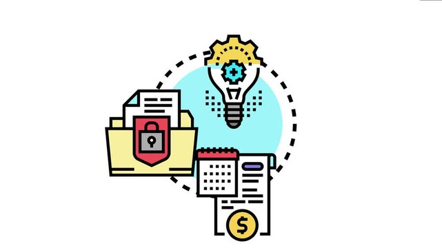 Patent quotation concept visualizing intellectual property protection, idea development, and legal documentation outlining costs and timelines for innovation registration