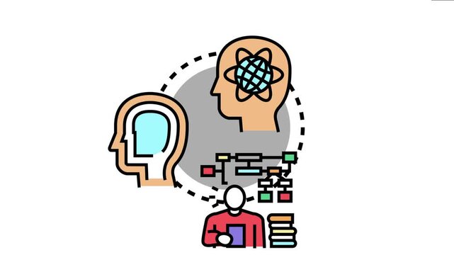 Person actively learning new data and concepts, building complex mental structures connected to universal understanding and intellectual growth