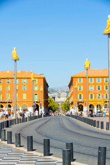 Place Massena Square and Tram Tracks in Nice France © dejtan05