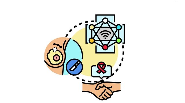 Medical network linking patient treatment, medical decisions, diagnosis, and support, organized healthcare systems for comprehensive well being