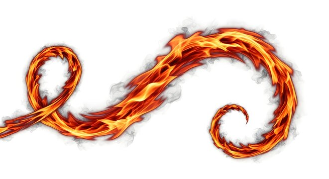Inferno flame ribbon motion, isolated white background