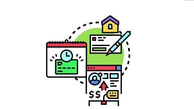 Payment confirmation concept art a successful financial transaction, receipt generation, and scheduled automatic debit through various digital and traditional methods
