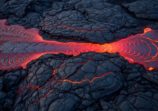 Abstract glowing network of orange and red lines on dark background