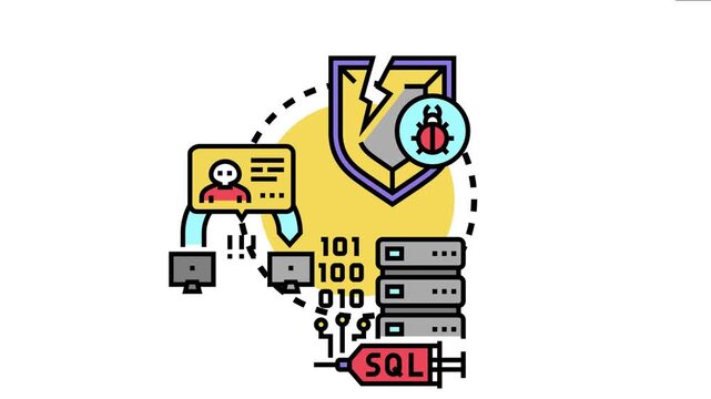 Digital information security concept data decryption demand, cyber attack, and ransomware threat, featuring a broken shield, virus code, and a secure server experiencing a compromise