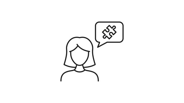 Female Problem Solver Animated Icon With Alpha Channel. Creative Thinking And Solution-Oriented Communication Motion Graphic. Problem-Solving Skills. On Transparent Background