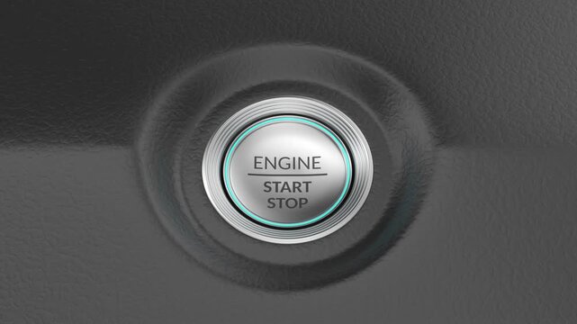 Engine start stop button on car dashboard
