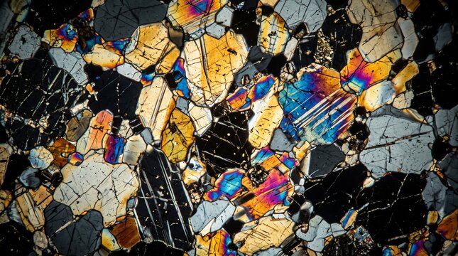 microscope slide petrology geology thin section birefringence interference colors optical microscopy rock section earth science petrography scientific imagery micrograph