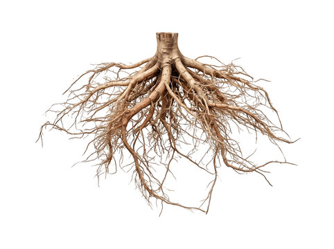 Tree root system isolated on transparent background