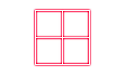 Red neon glowing square grid frame isolated on transparent background © Tohmina