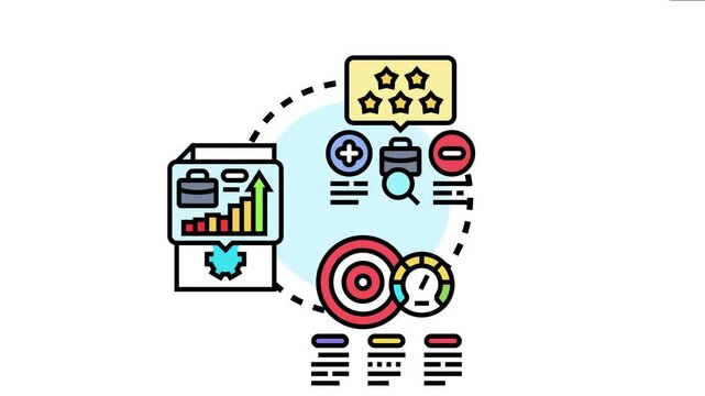 Business performance objectives and results management application icon achievement, planning, analysis, and strategic goal setting for efficient administration