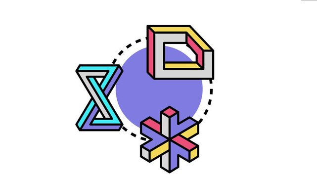 Three impossible shapes, representing perimeter obstacles, creating complex challenges and demonstrating problem solving difficulties in a confusing and illogical environment