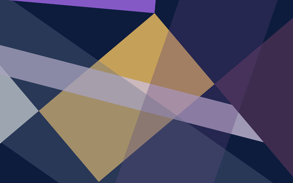 Abstract Geometric Polygon Background with Overlapping Shapes in Navy Blue, Gold, Purple and Lavender
