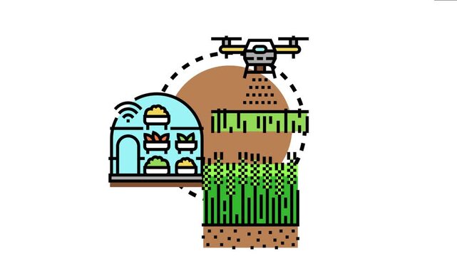 Agricultural industry perks modern and smart farming practices, covering drone applications for precision, vertical greenhouse cultivation, and traditional field crop growth
