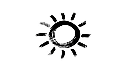Isolated abstract sun design with brushstrokes and distinct alphanumeric label © Gabriel