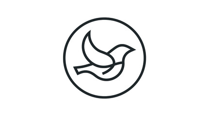 Isolated modern simple outline dove bird logo design element in round frame B (1059) © Gabriel
