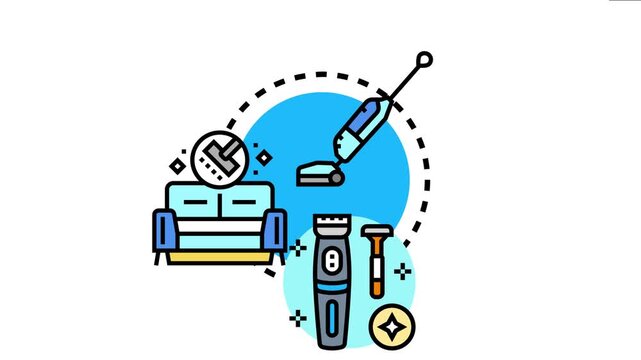 Personal hygiene and domestic tidiness concept showing various cleaning and grooming tools. Representing individual care. Home organization