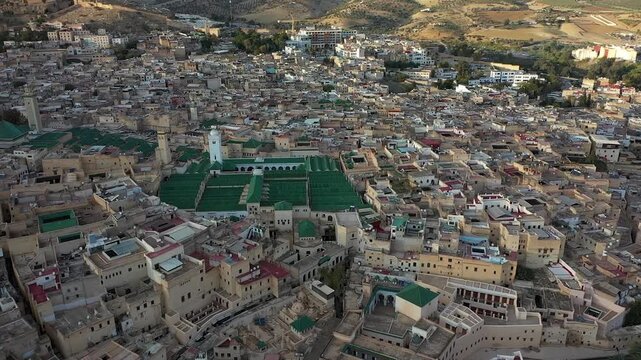 aerial view of fes city morocco drone shoot 