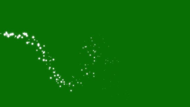 White glowing line stars sparkles, twinkle magic dust animation, cartoon doodle sparkles, star sparkle vector doodles, glowing starlight glitter sparkle path on green screen. 4k video