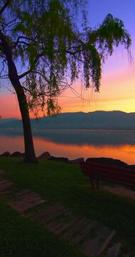  Fantastic sunrise landscape at the Cazzago Brabbia pier.