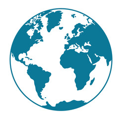 Fototapeta premium Stylized Earth Globe: A clean, graphic representation of planet Earth, showcasing continents and oceans in a modern blue and white color scheme. A symbol of global connection and our shared world.