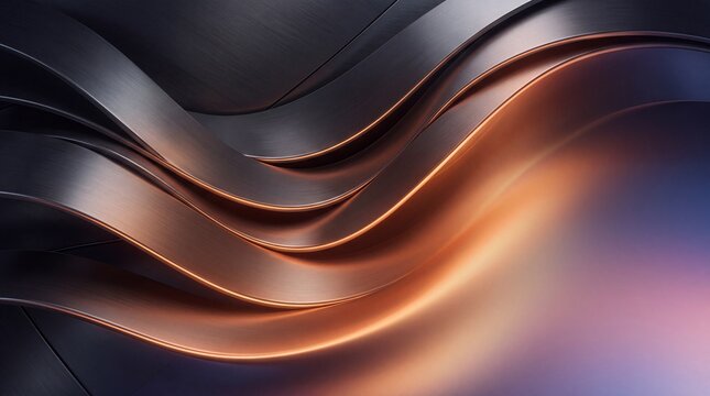 Abstract Metallic Flowing Waves with Bronze Lighting