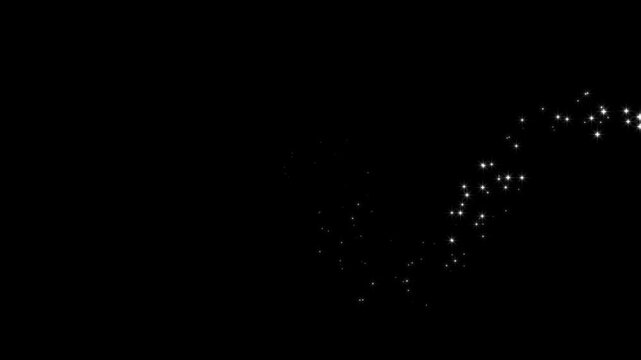 Glitter sparkles twinkle stars line and twinkle sparkle stars animation, fast glittering star lines, star sparkle vector doodles, glowing starlight glitter sparkle path on black screen. 4k video