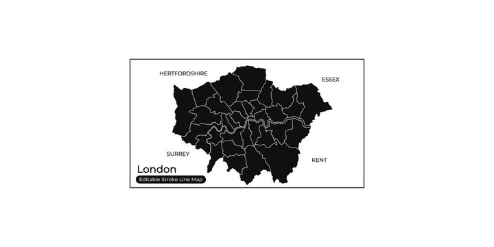 London administrative district map with labeled borders for geographic reference.