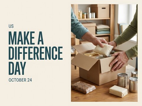 Hands packing donation box with soap and toiletries for charity support
