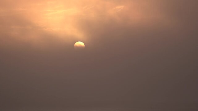 An atmospheric sunrise on a misty morning. I filmed these scenes from the dunes near the Westplaat on the Maasvlakte