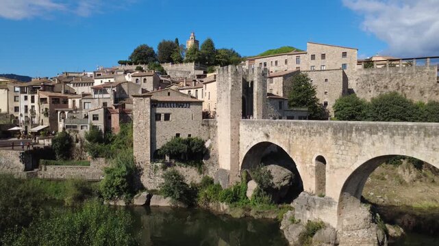Medieval stone bridge of Besalu in La Garrotxa Girona Catalonia Spain