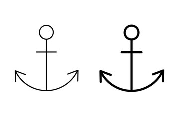 Two simple black anchor icons for marine and nautical design © Game