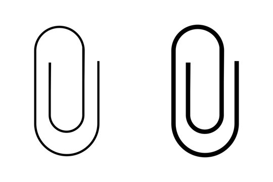 Two simple black outline paper clip icons for office and school document organization