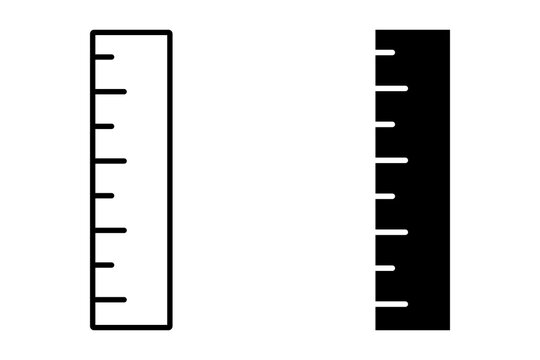 Black and white ruler scale icons for measuring distance and length