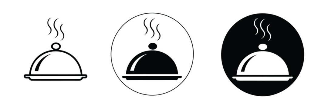 food platter serving icon set for restaurant dining, catering services, and meal presentation