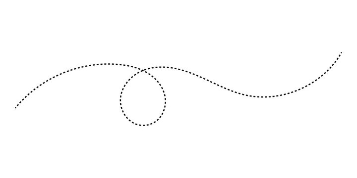 Black dashed line in a wavy pattern with a loop design element