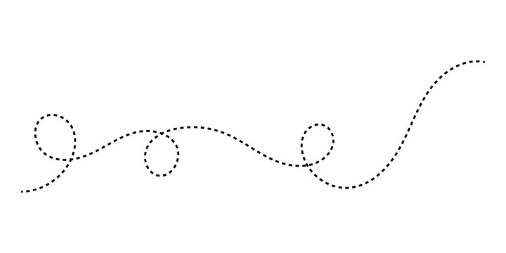 Black dashed line in a wavy pattern with decorative loops for design projects