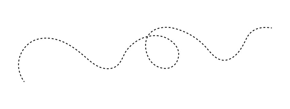 Black dashed line in a wavy pattern with a loop