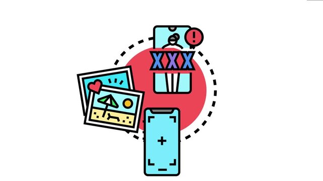 Digital content moderation concept the filtering and approval process of user generated content on a smartphone, balancing personal memories with restricted media