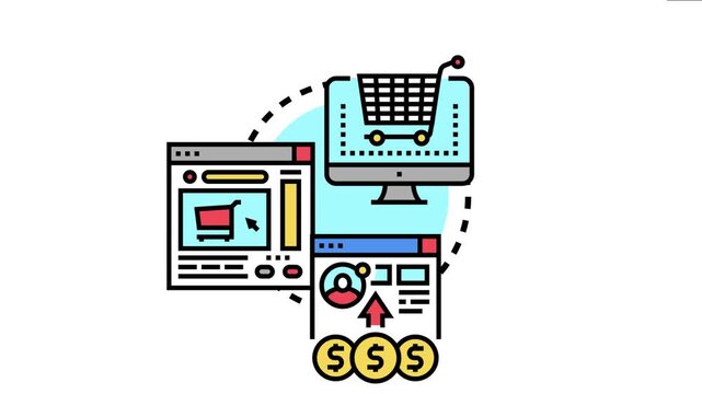 Online payment system linking digital shopping carts and secure financial transactions across multiple web interfaces, streamlining e commerce processes