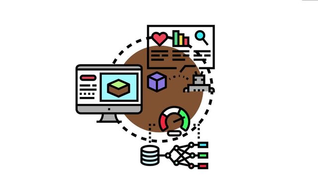 System visualizing a physical sample model concept, integrating data analysis, 3d modeling, deep learning, and statistical metrics for scientific and business insight