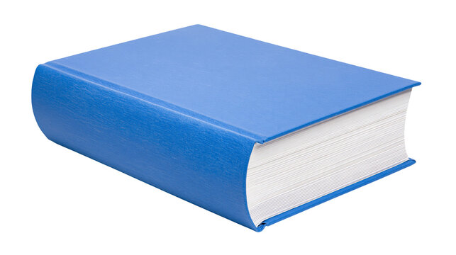 Isolated blue hardcover book, showing white pages, with distinct B (1689) text element