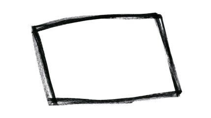 Isolated rough hand-drawn charcoal rectangle frame with unique B (112) numeric label graphic. © Conor
